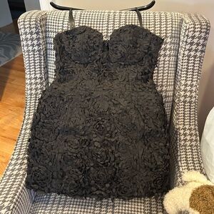 BCBGMaxAzria Black Strapless Floral Dress